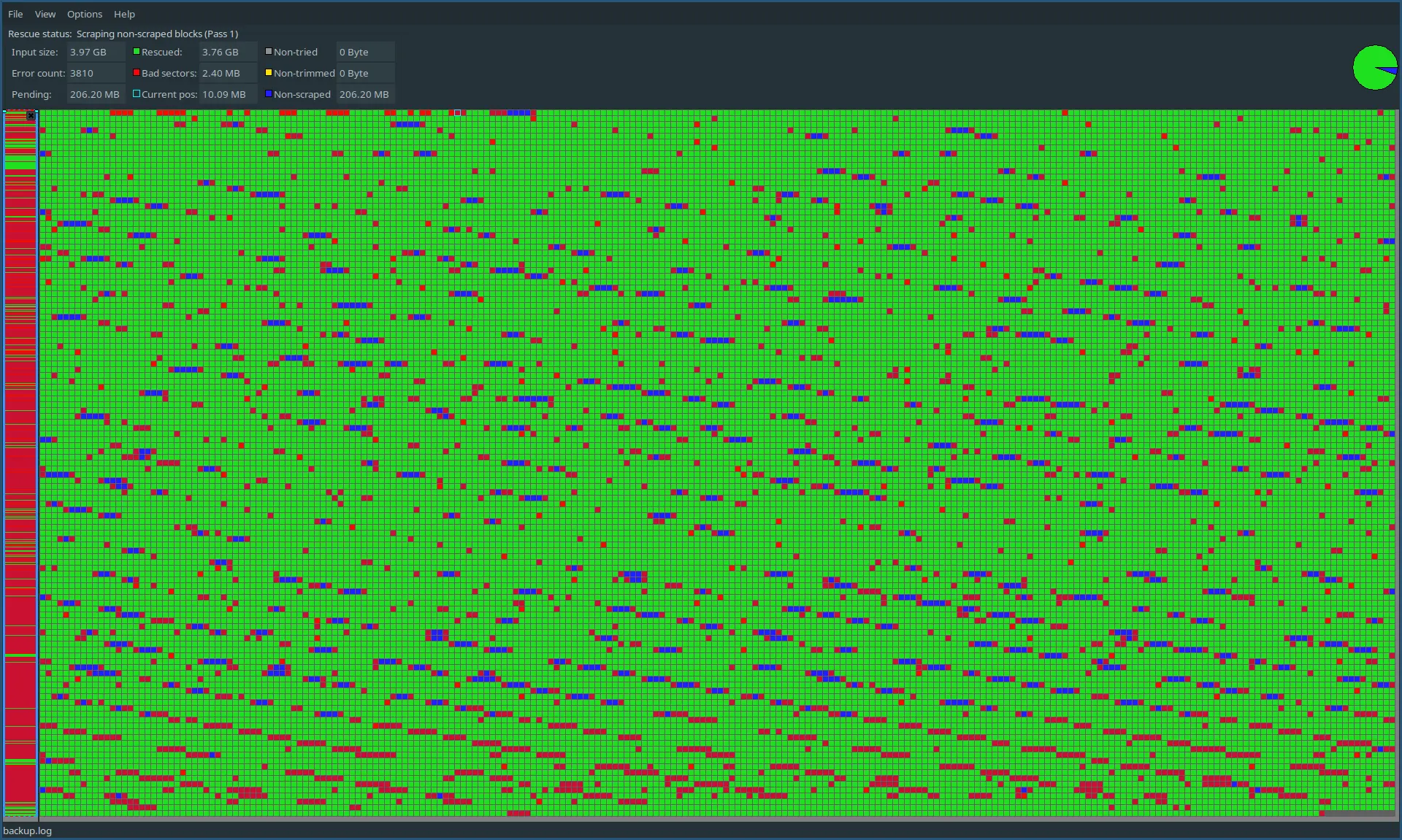 Recovered sectors visualization.