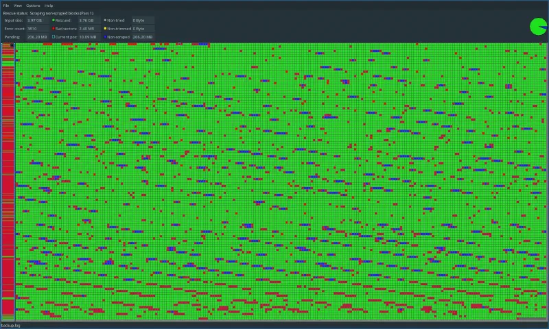 Recovered sectors visualization.