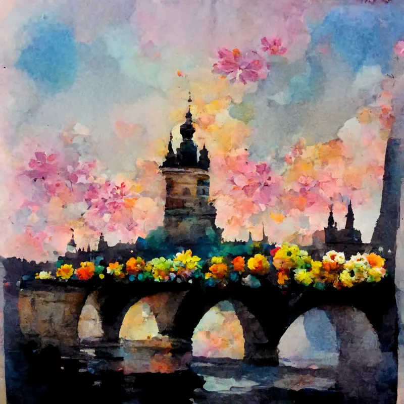 flowers on the charles bridge